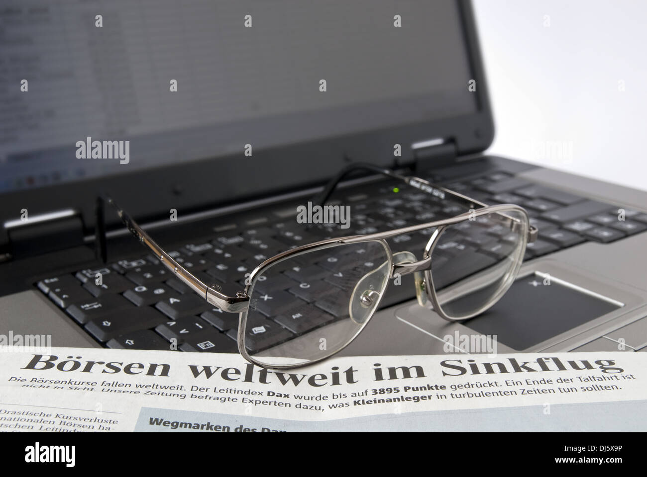 laptop and glasses Stock Photo