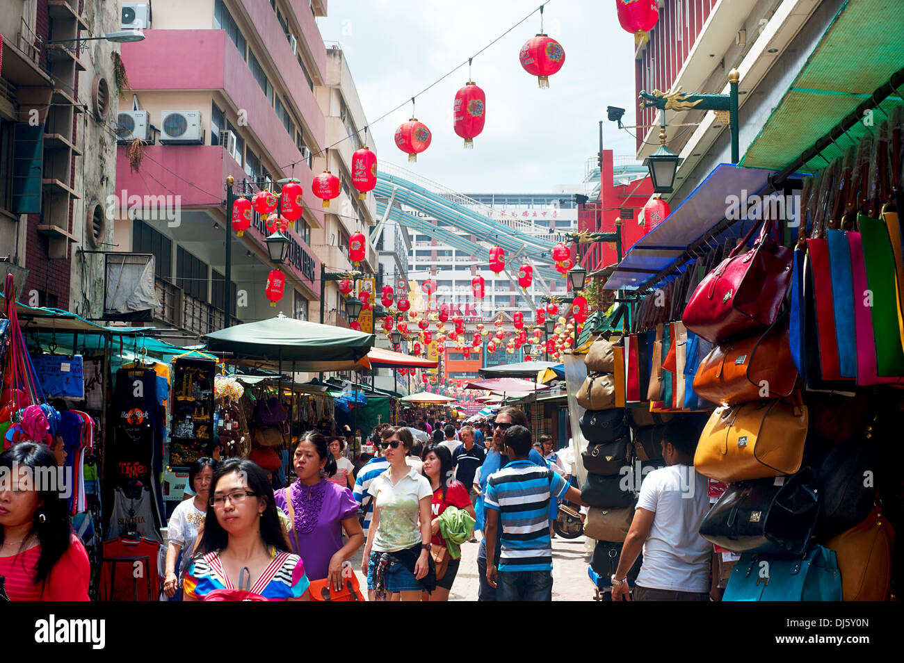 People walking on Petaling Street in Kuala Lumpur Stock Photo