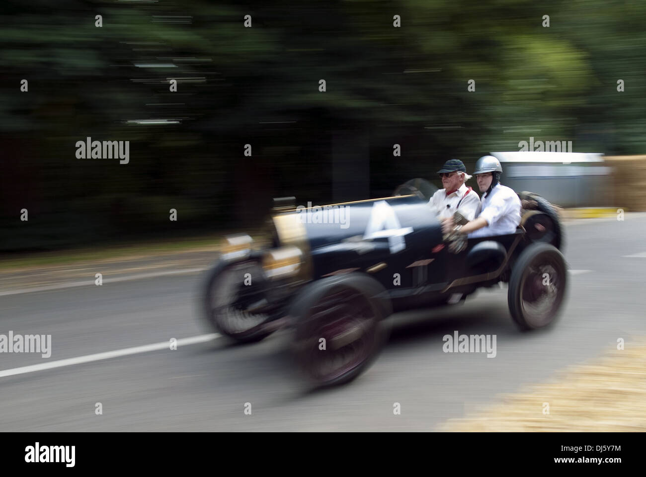 2 men in a Vintage Convertible Stock Photo