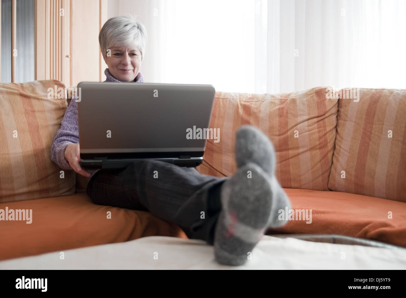 Woman with Notebook Stock Photo