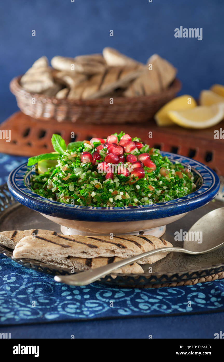Tabbouleh. Parsley, mint and bulgur wheat salad Stock Photo