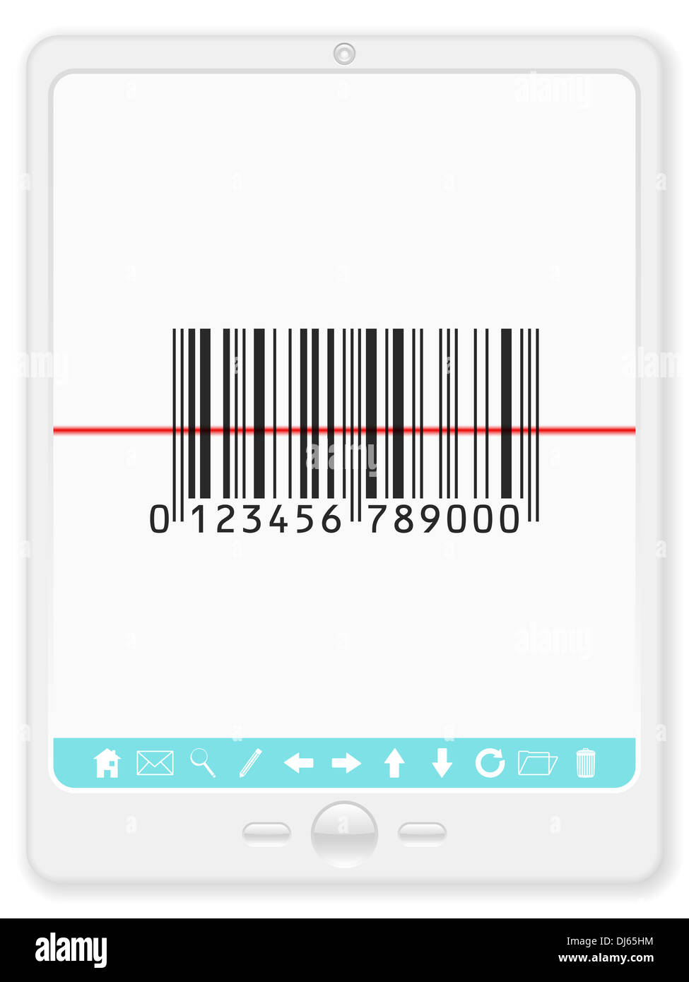PC tablet with bar code scanner on a white background Stock Photo - Alamy