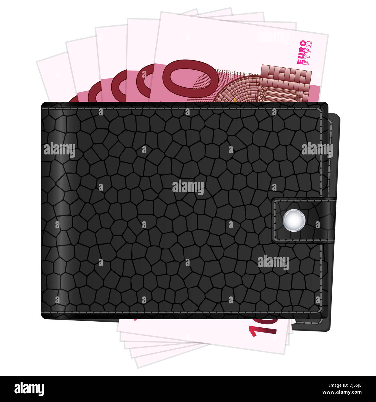 Wallet with ten euro banknotes on a white background. Vector ...