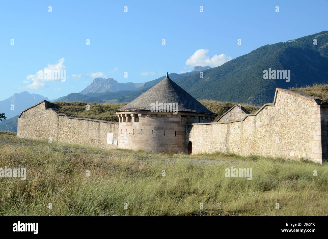 Vauban Fortifications and Look-out Tower of Walled Military Town of Mont-Dauphin Hautes-Alpes France Stock Photo