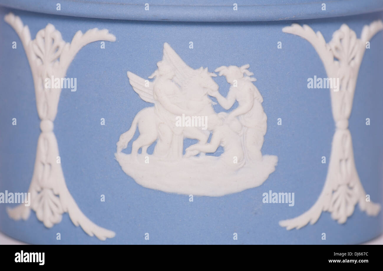 Blue wedgwood pottery abstract detail Stock Photo