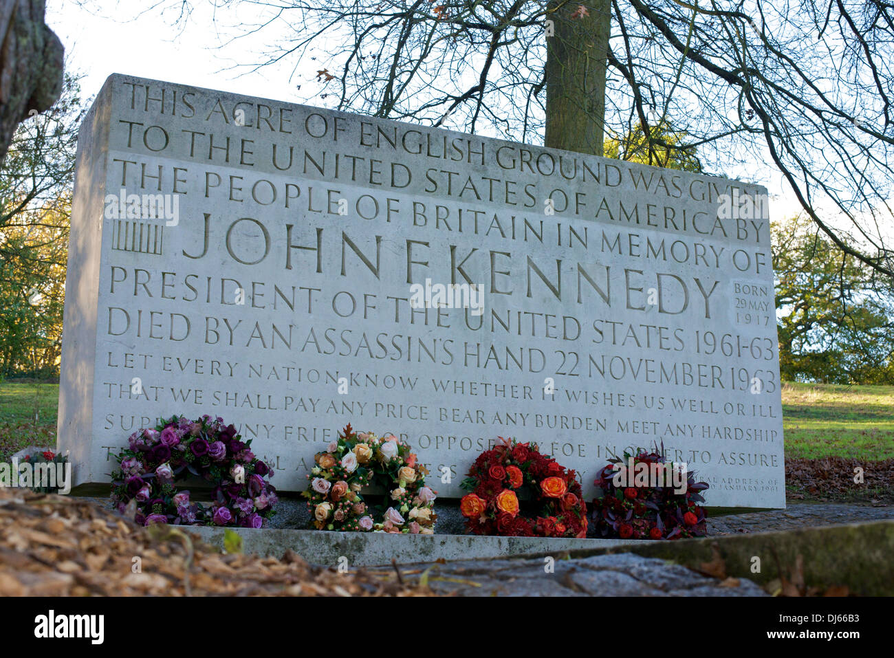 Runnymede, UK Friday 22 November 2013. The John F Kennedy Memorial at