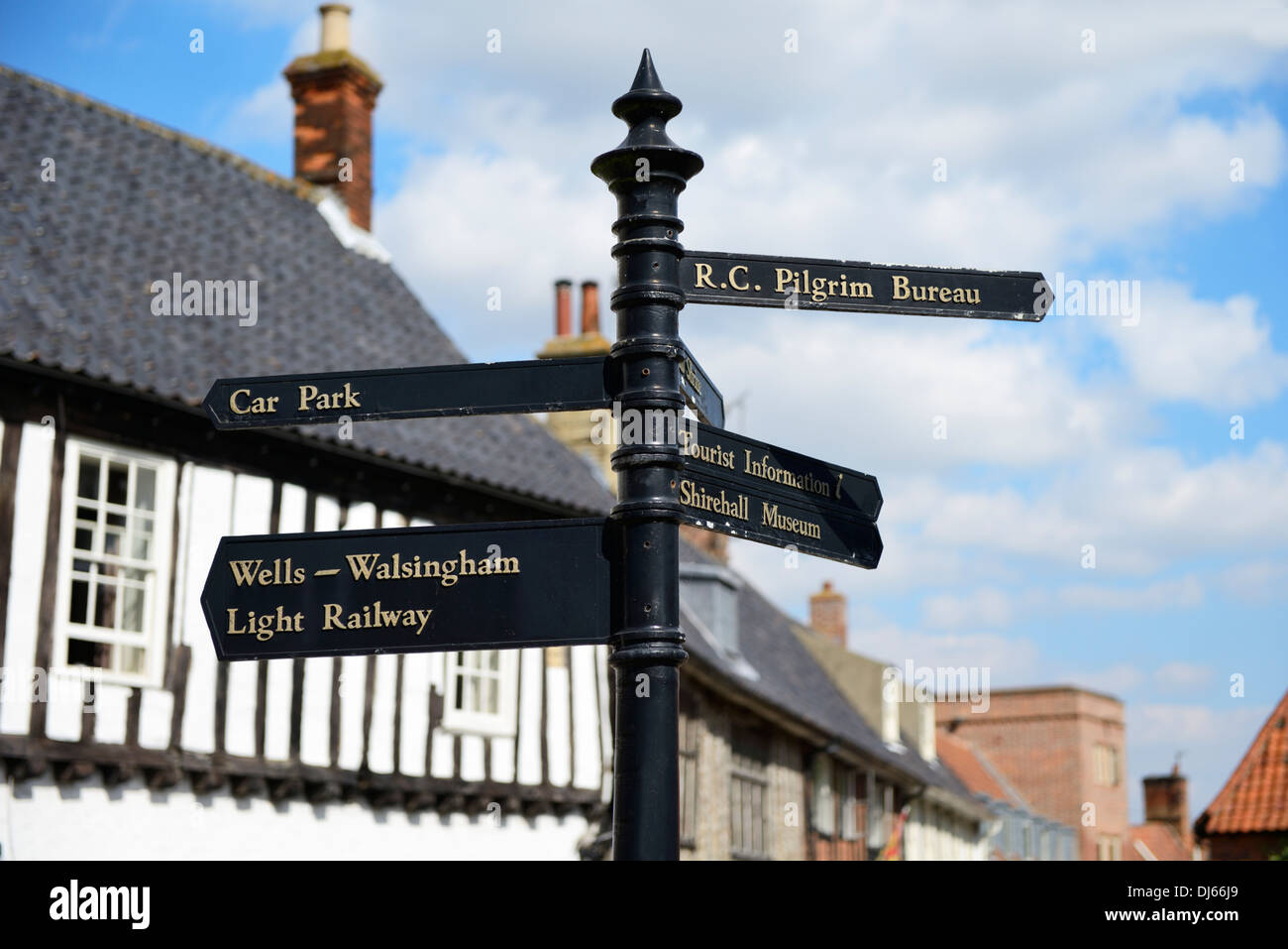 Tourist direction sign, Common Place, Little Walsingham, Norfolk