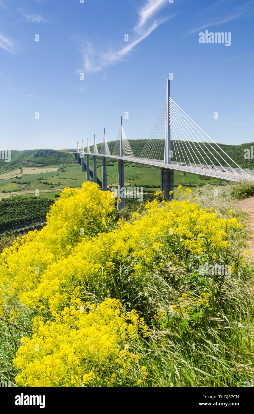 Millau Viaduct, a cable-stayed bridge near the town of Millau in southern France Stock Photo