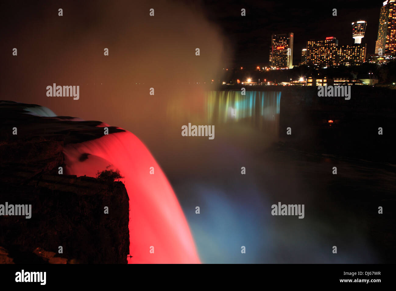 Niagara Falls at night, New York, USA Stock Photo Alamy