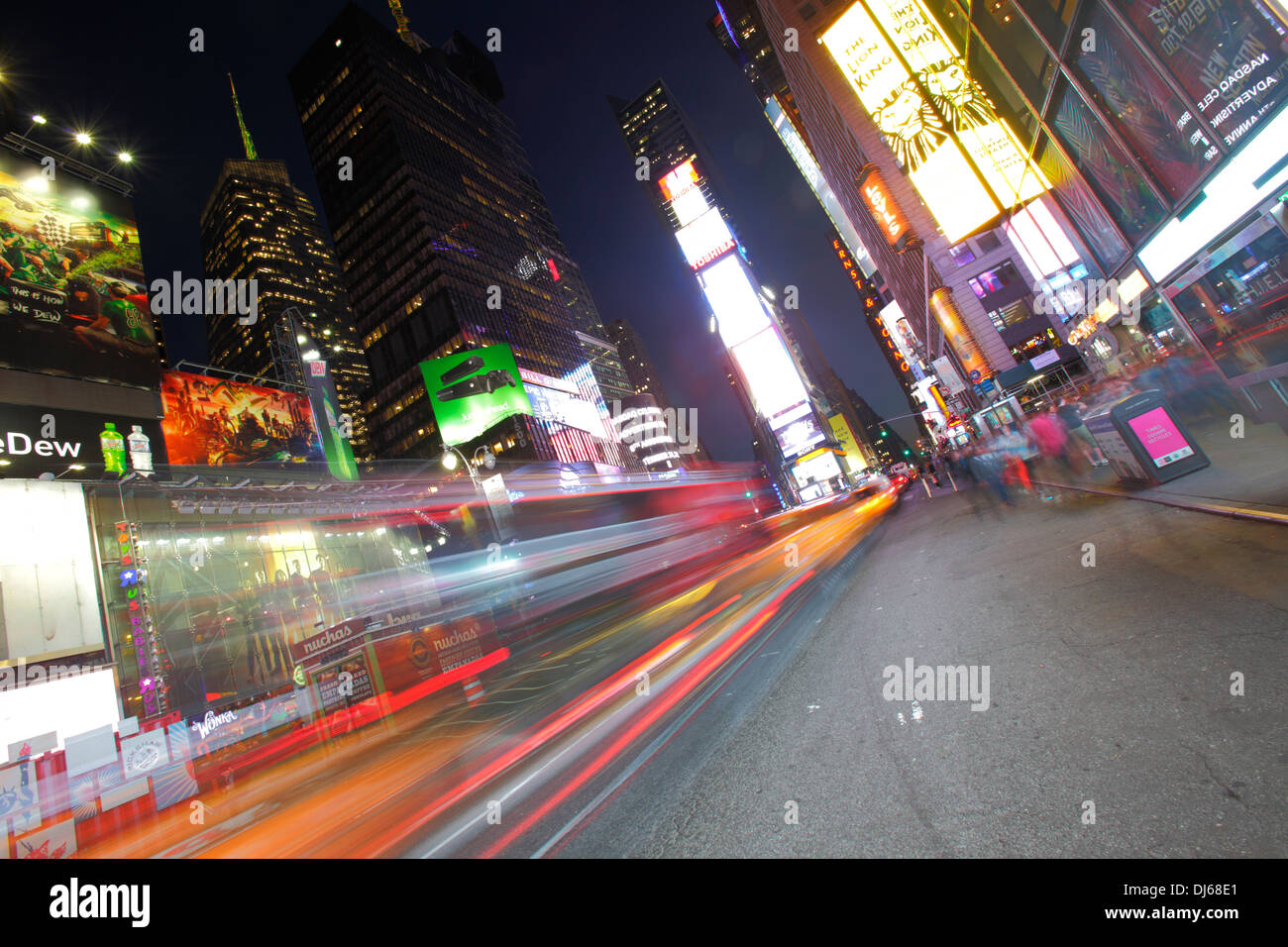 Car tracks in Time Square, New York City, USA Stock Photo