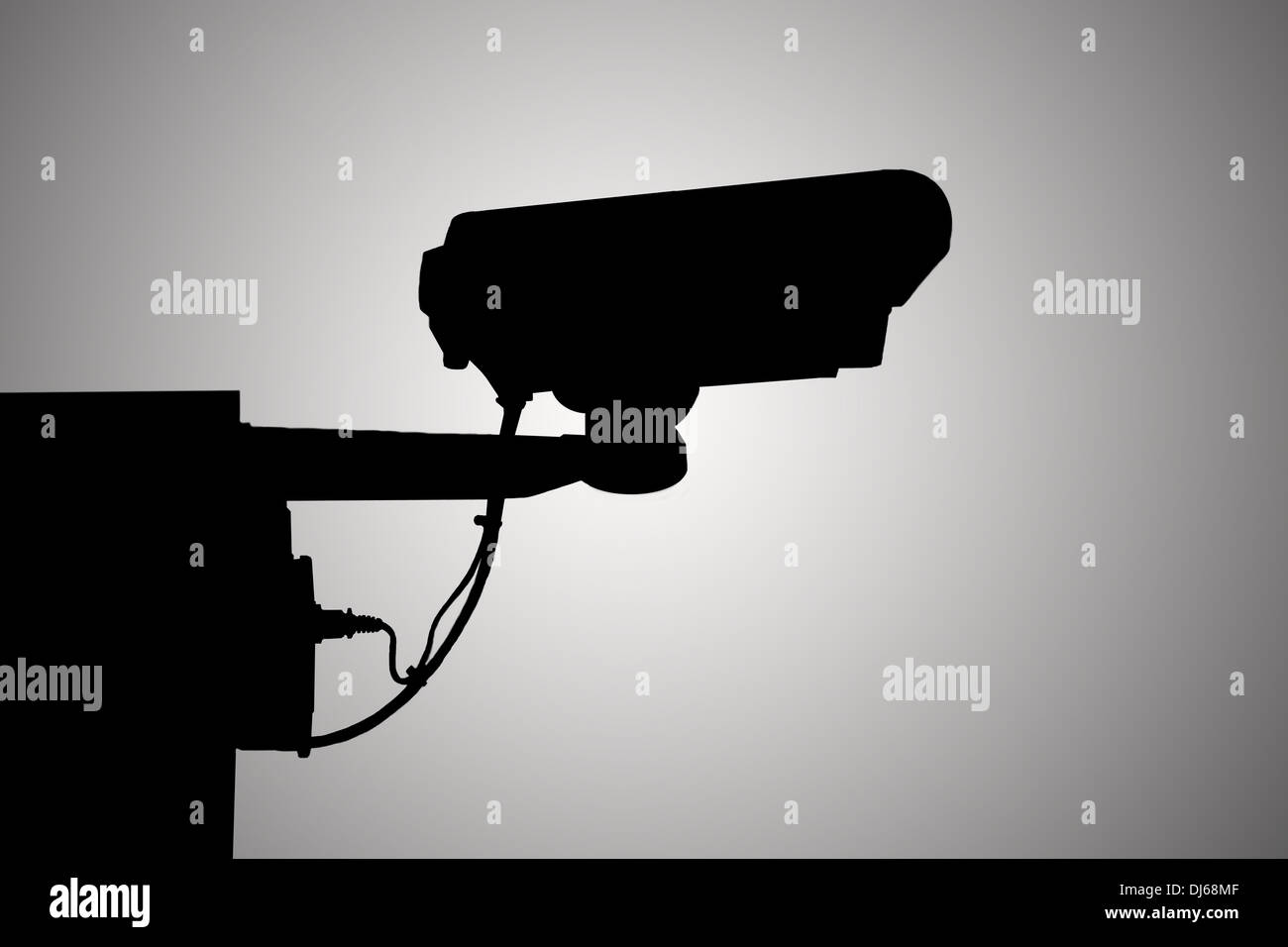Silhouette Camera Video Record in black and white background. Stock Photo