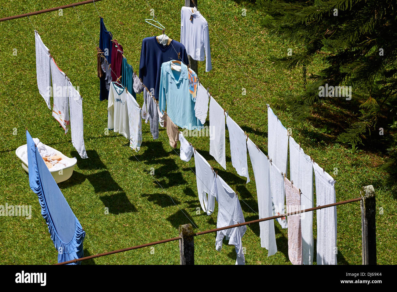 Laundry drying in the sun Stock Photo Alamy