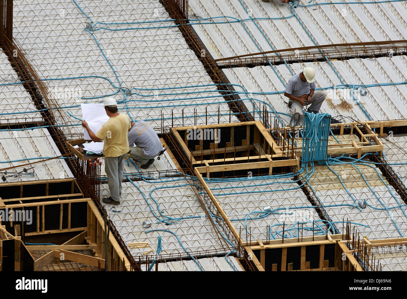 Laying of conduits for electrical installations Stock Photo Alamy