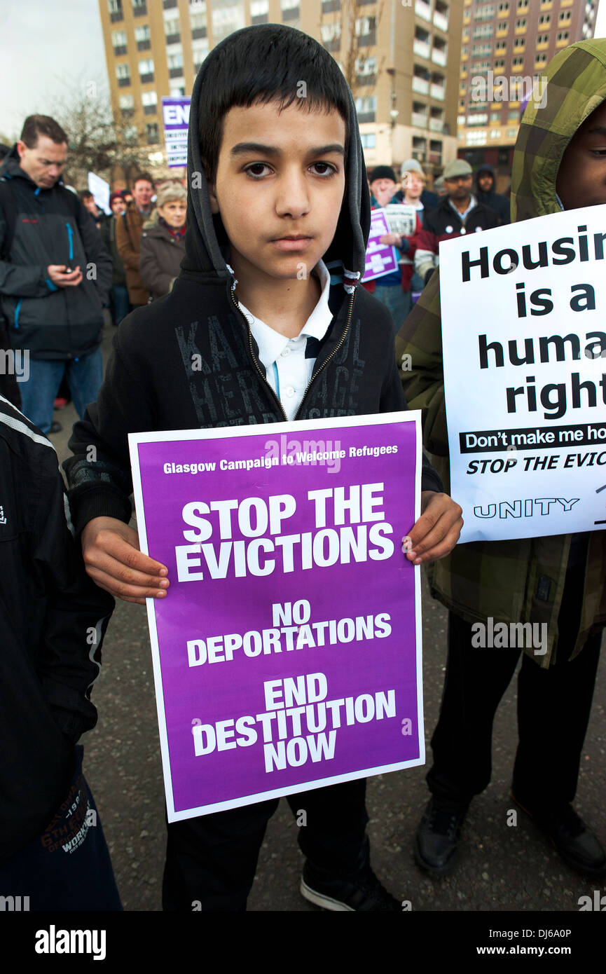 Rally to support asylum seekers in Sighthill in Glasgow Stock Photo - Alamy
