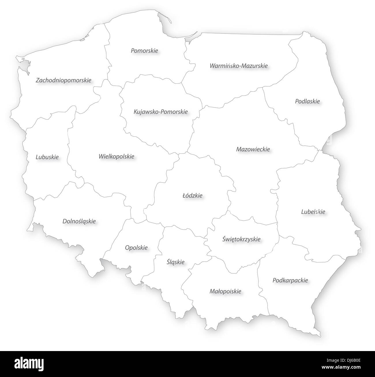 Map Of Poland With Voivodeships And Main Cities On White Projected In map-of-poland-with-voivodeships-and-main-cities-on-white-projected-in