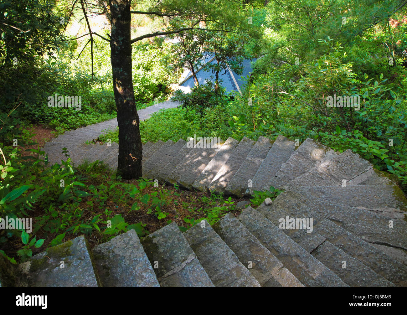 Stone staircase to a resting hut at Cangshan Grand Canyon at Dali ...