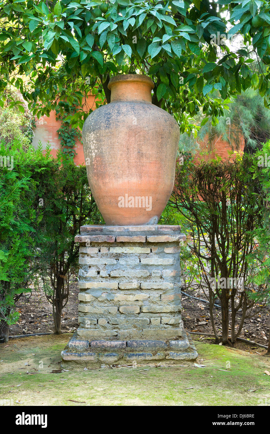 Terracotta garden urn Stock Photo