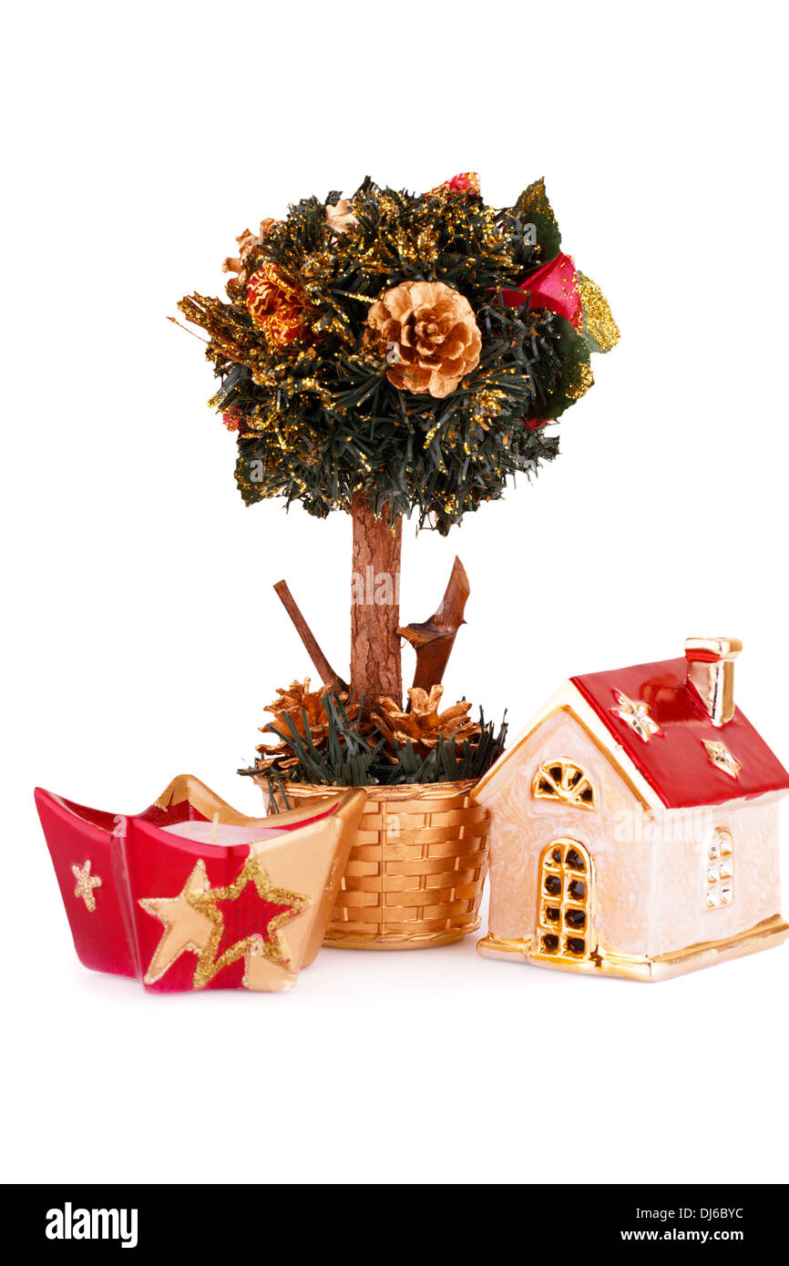 Christmas decorations isolated on white background. Stock Photo