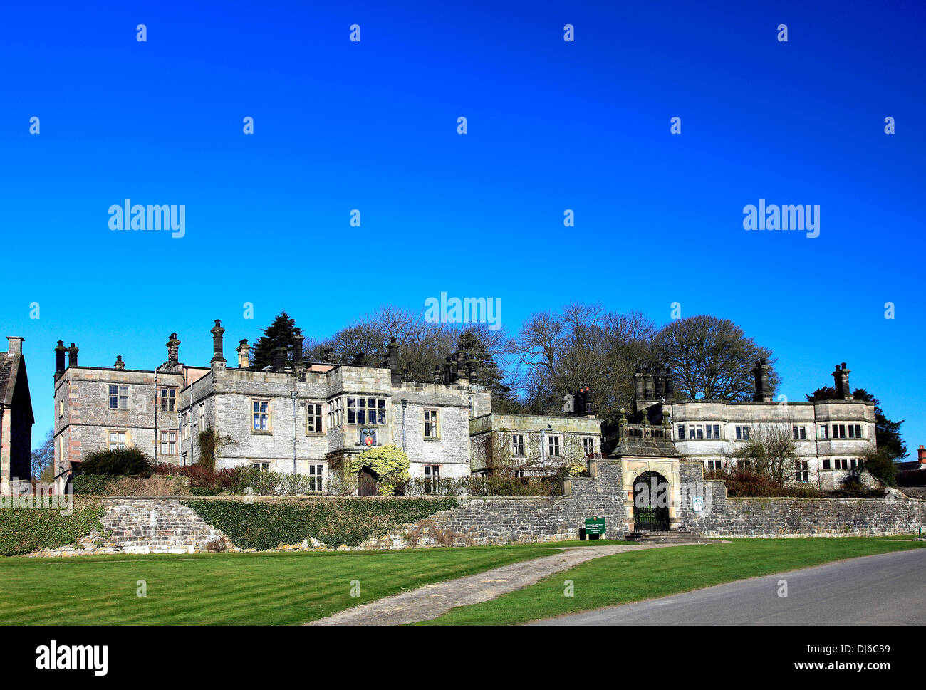 Tissington Hall Jacobean Manor House, Fitzherbert family, Tissington village, Peak District National Park, Derbyshire, England Stock Photo