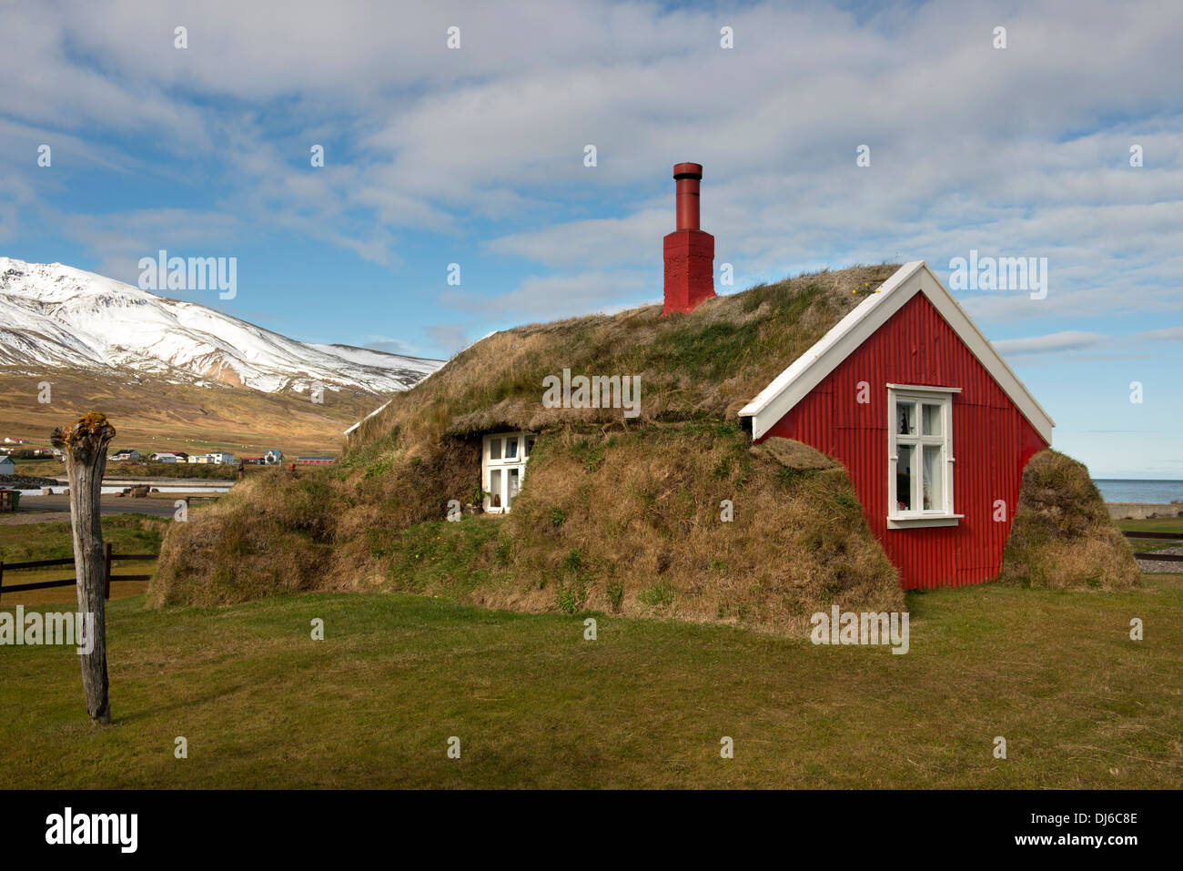 Lindarbakki Turf House at Bakkagerdi noth Iceland Stock Photo