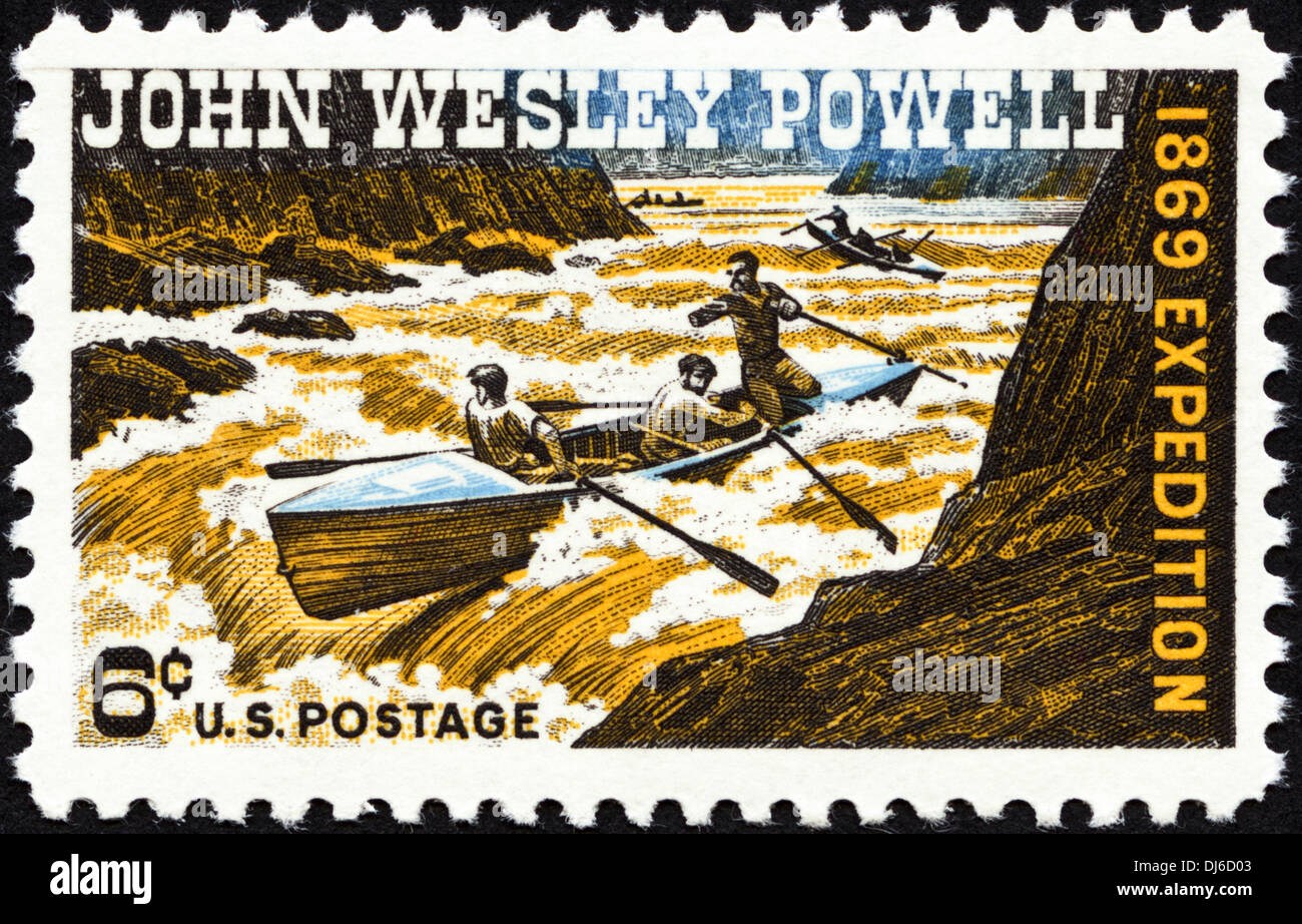 postage stamp United States 6c featuring John Wesley Powell 1869 Expedition dated 1969 Stock Photo