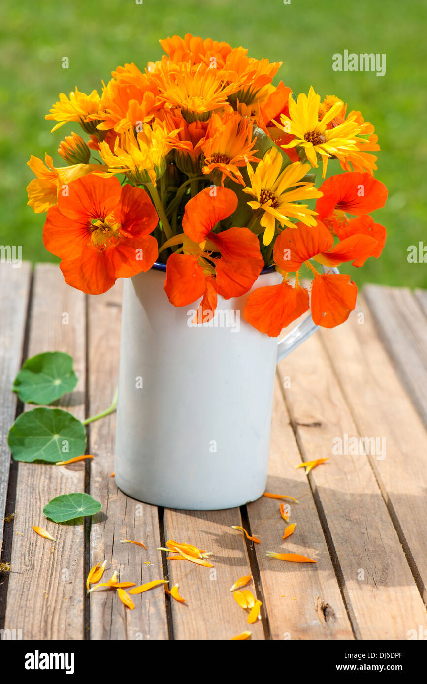 Nasturtiums and pot marigolds hires stock photography and images Alamy