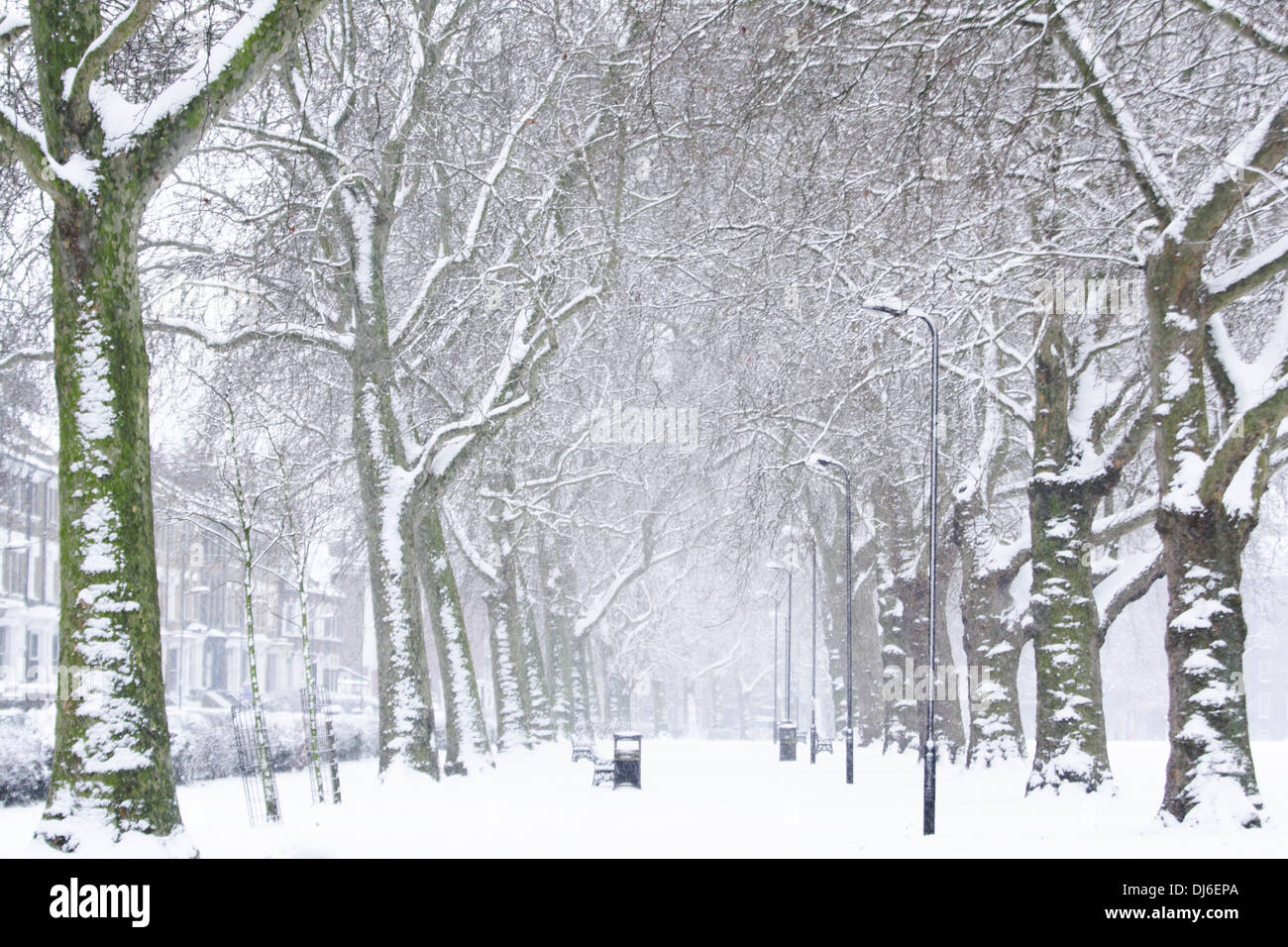 winter scene in hackney downs park east London Stock Photo