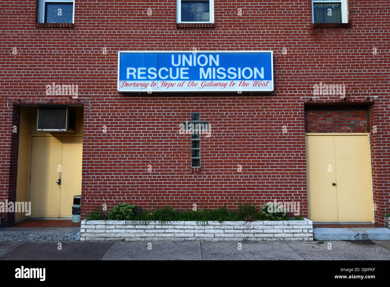 Sign on wall of Union Rescue Mission building, Cumberland, Allegany County, Maryland , USA Stock Photo