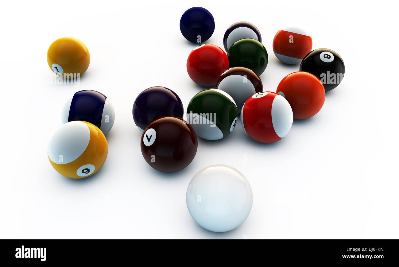 pool balls isolated on white background Stock Photo - Alamy