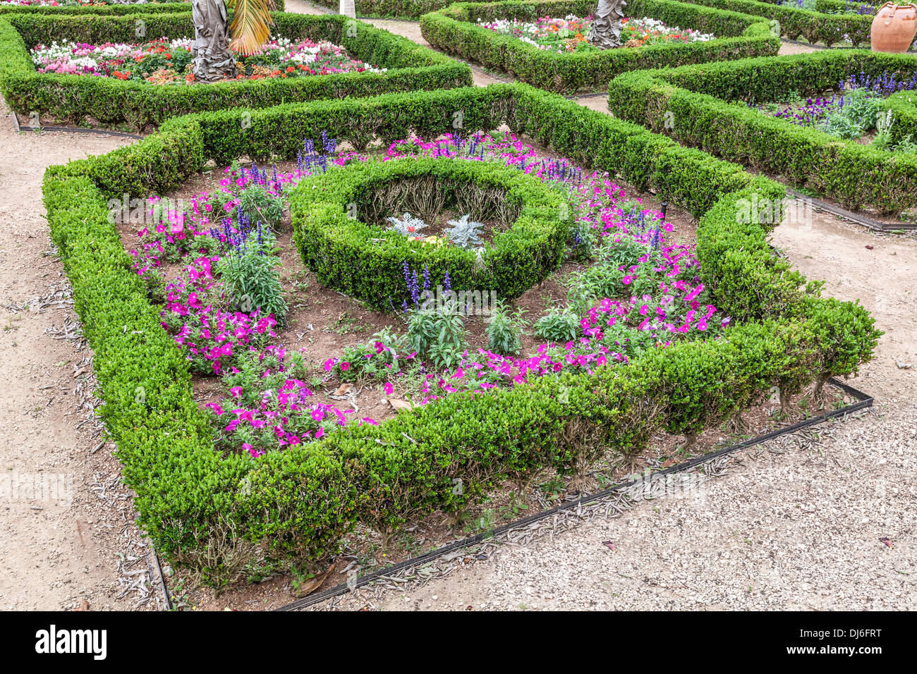 Clipped Boxwood Hedges Are Part Of The Formal Gardens In The