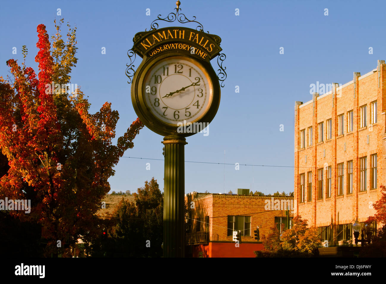 Klamath Falls Oregon in Fall Clock Tower generously donated to the city