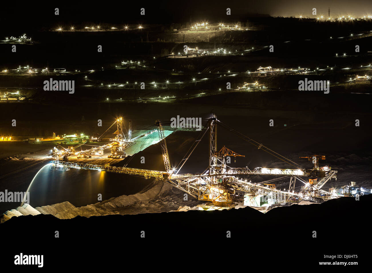 Coal mining in an open pit - evening photo Stock Photo