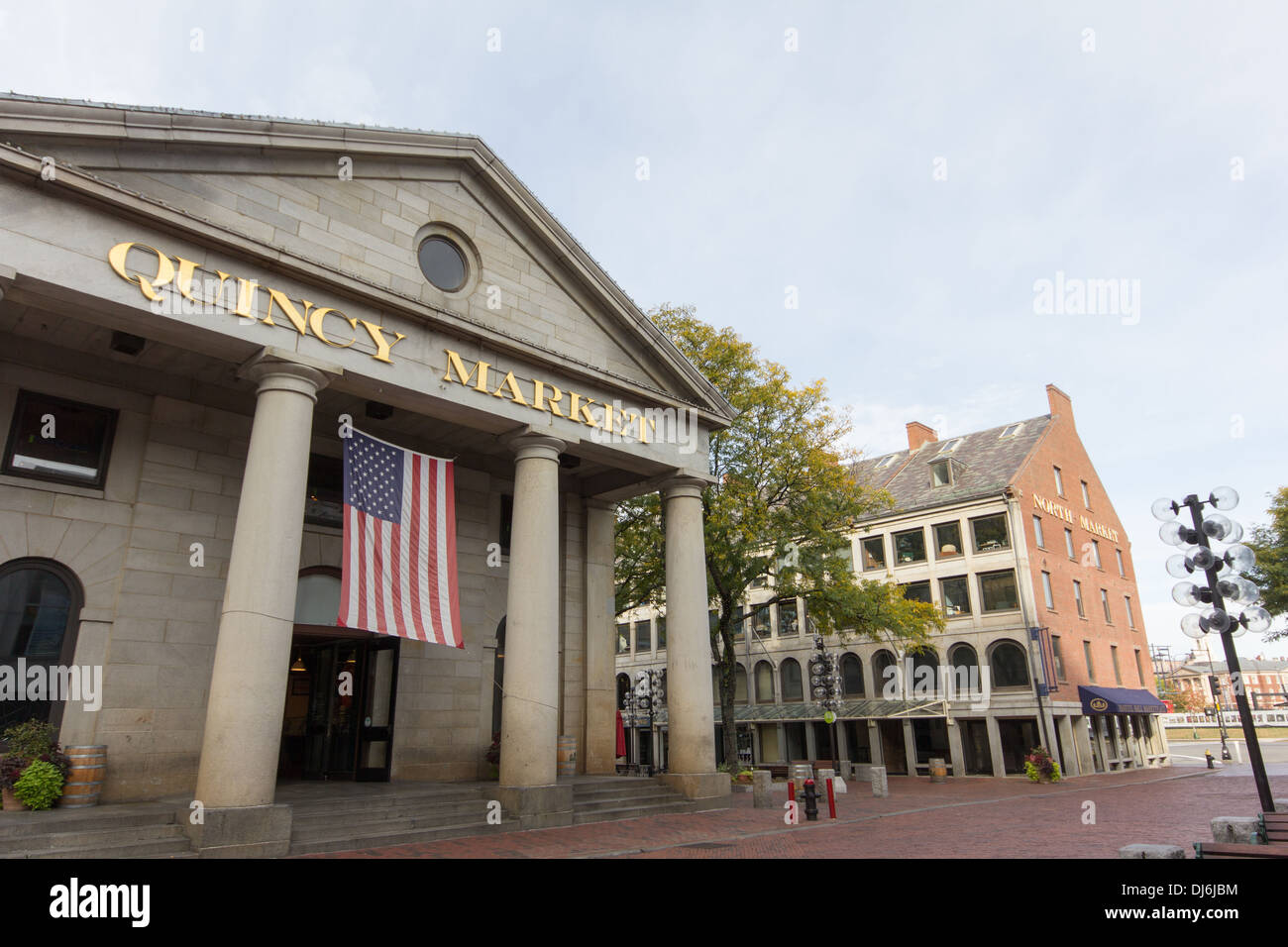 Quincy Market is a historic building in Boston, Massachusetts - Stock Image