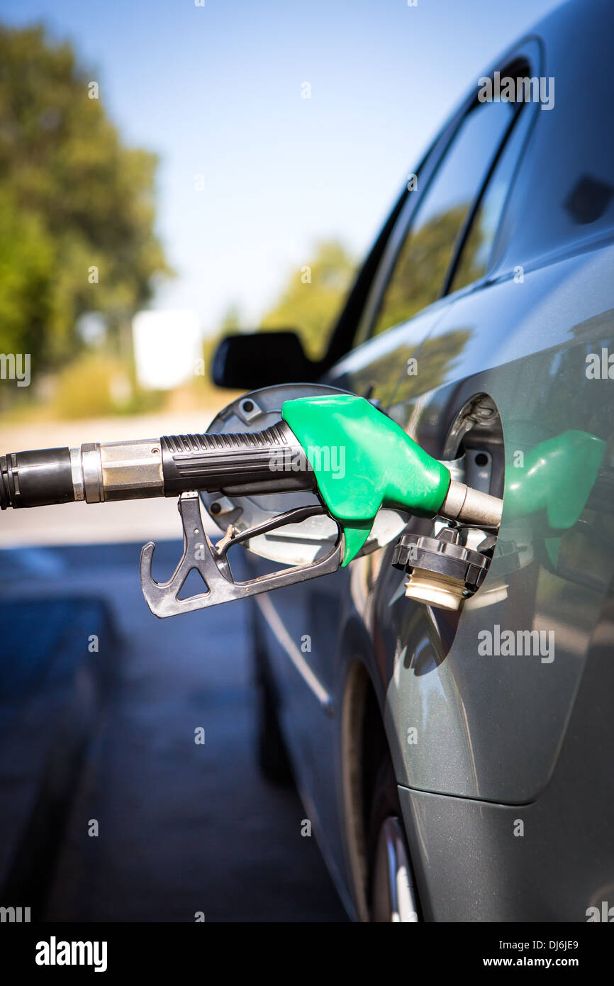 Car refueling on a petrol station. Stock Photo