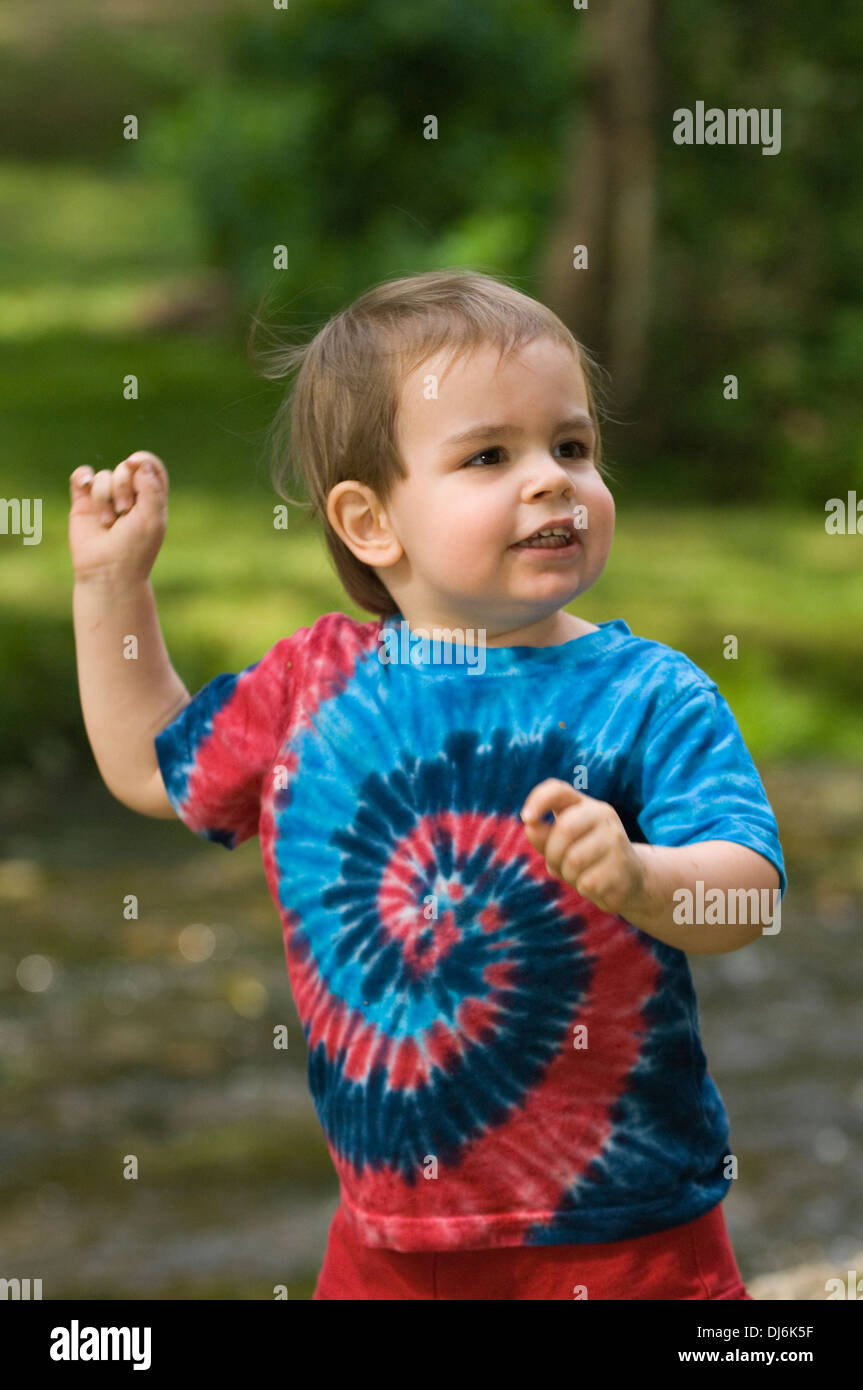 Excited Toddler at Spring Mill State Park in Indiana Stock Photo Alamy
