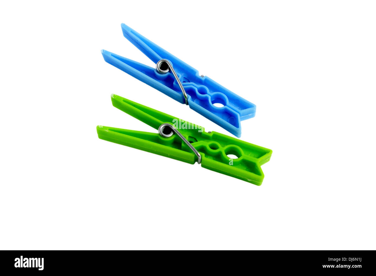 clothespin, Blue, Clip, Close-Up, Image, green, six, red, Isolated, Objects, Plastic, Shot, Steel, Yellow, white , background Stock Photo