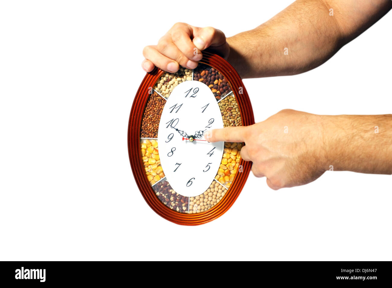 Oval kitchen clock, a man's hand holding a clock, Овальные кухонные