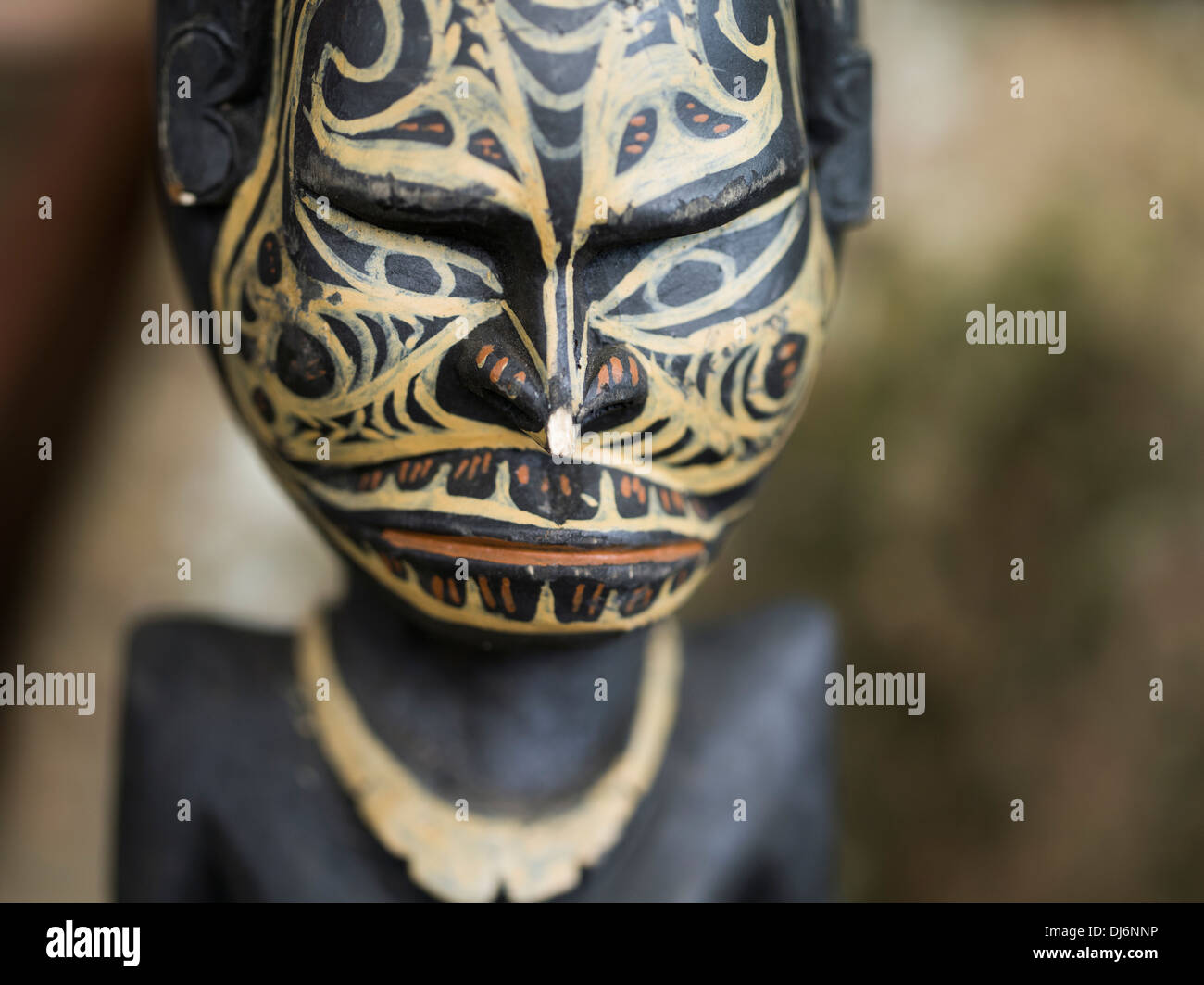 Tribal Wooden Carvings on Sale in Madang, Papua New Guinea Stock Photo