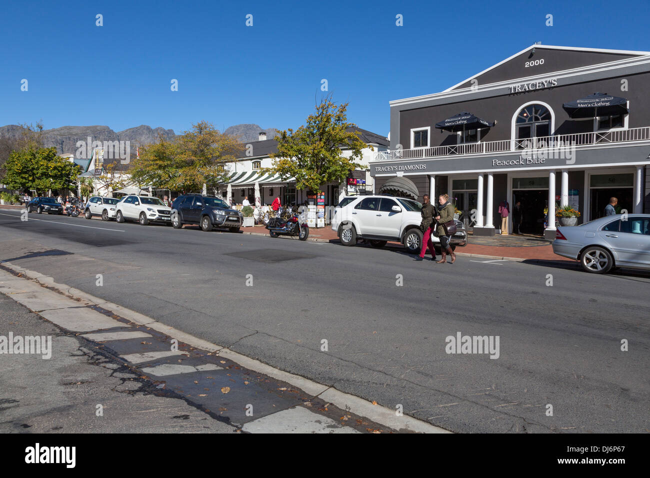 South Africa, Franschhoek. Street Scene. Stock Photo