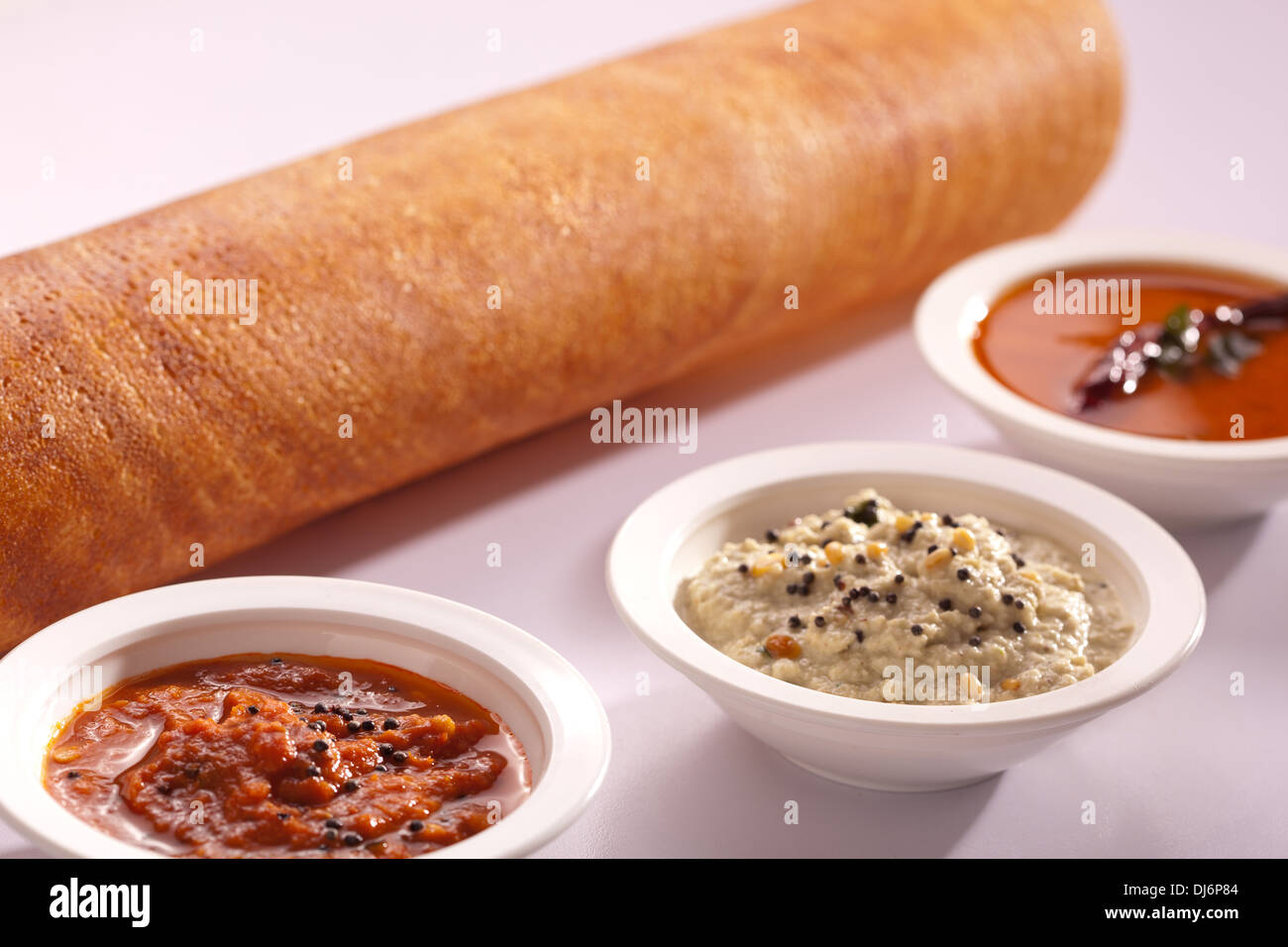 Masala Dosa is a crispy pancake from South Indian Cuisine Stock Photo