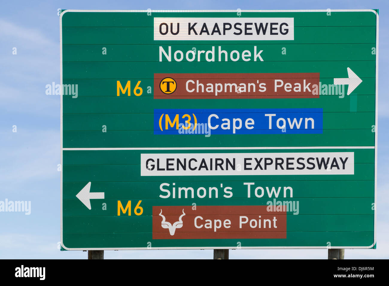 South Africa. Highway Signs between Cape Town and Simon's Town, Western