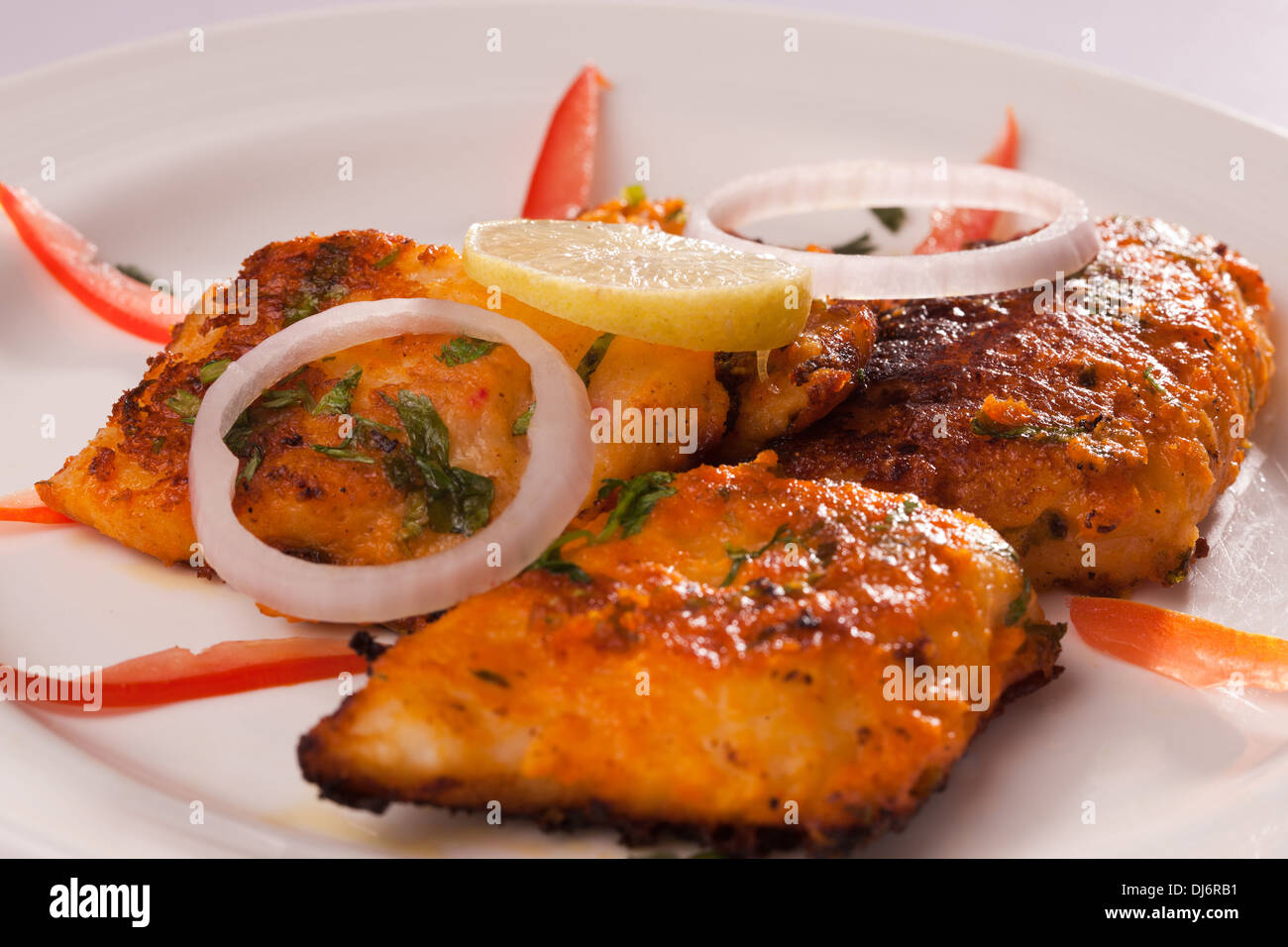 Fried Paneer Tikka is a popular north indian snack. Stock Photo