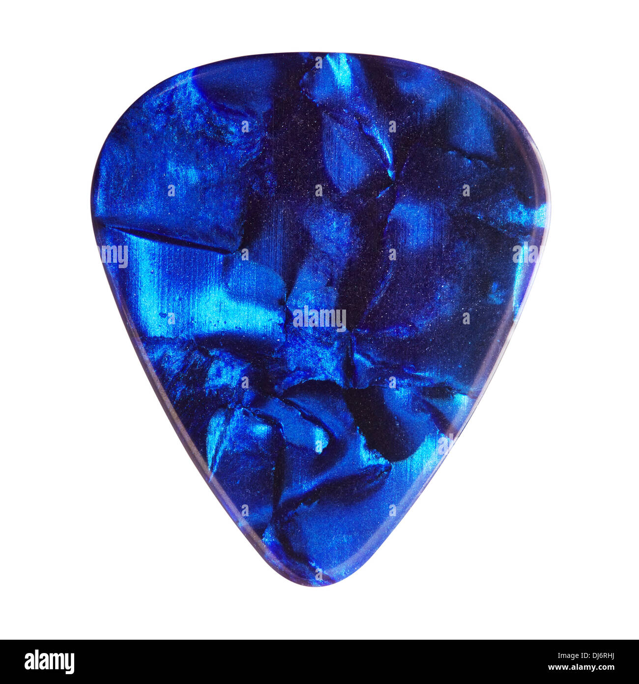 blue guitar plectrum, isolated on white background Stock Photo