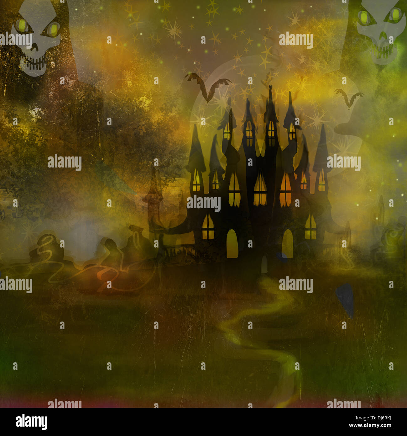 grungy Halloween background with haunted house Stock Photo - Alamy