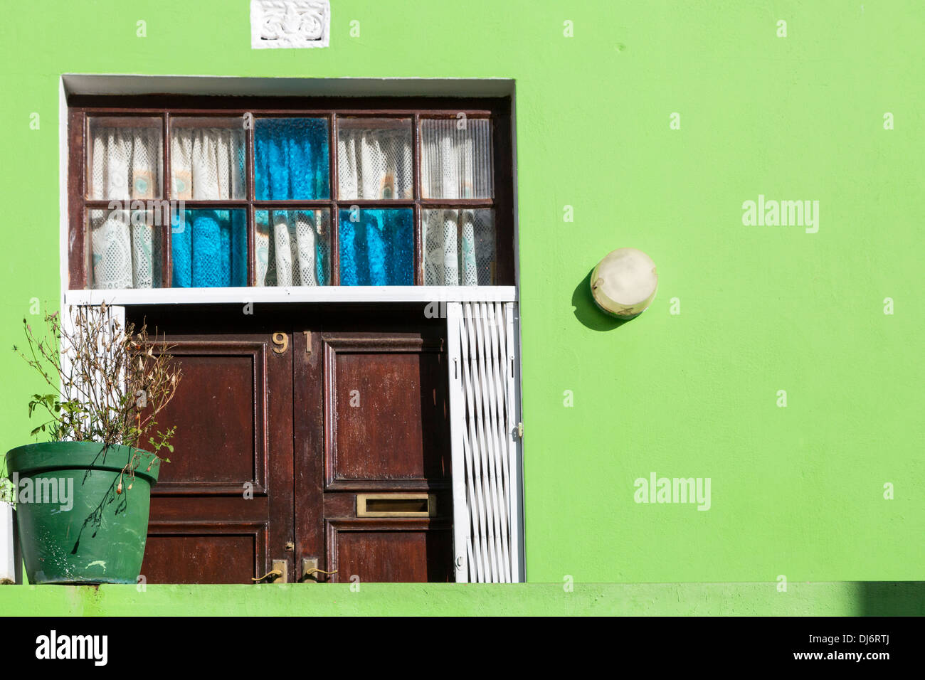 South Africa, Cape Town, Bo-kaap. Doorway to Private House. Stock Photo