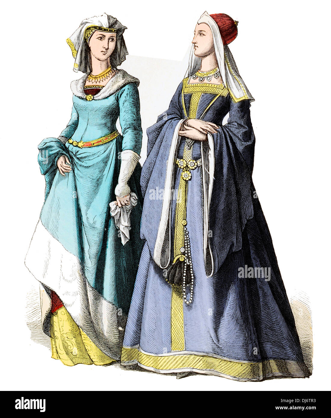 15th Century German Ladies of rank Stock Photo