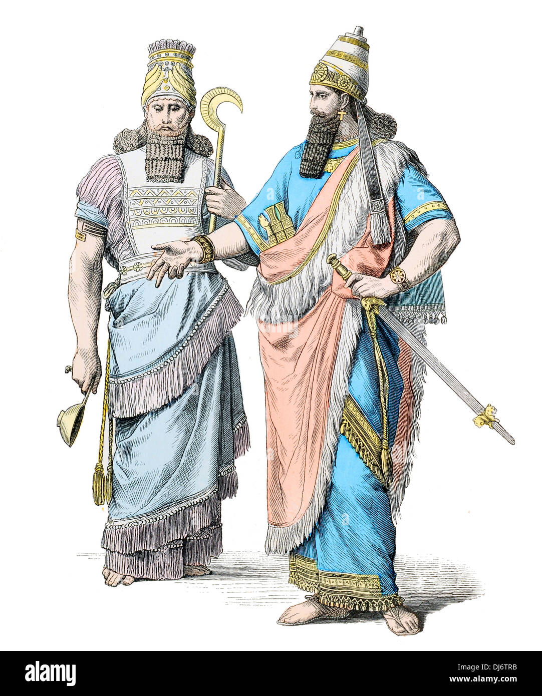 Pre Christian BC Assyrian King and High priest Stock Photo