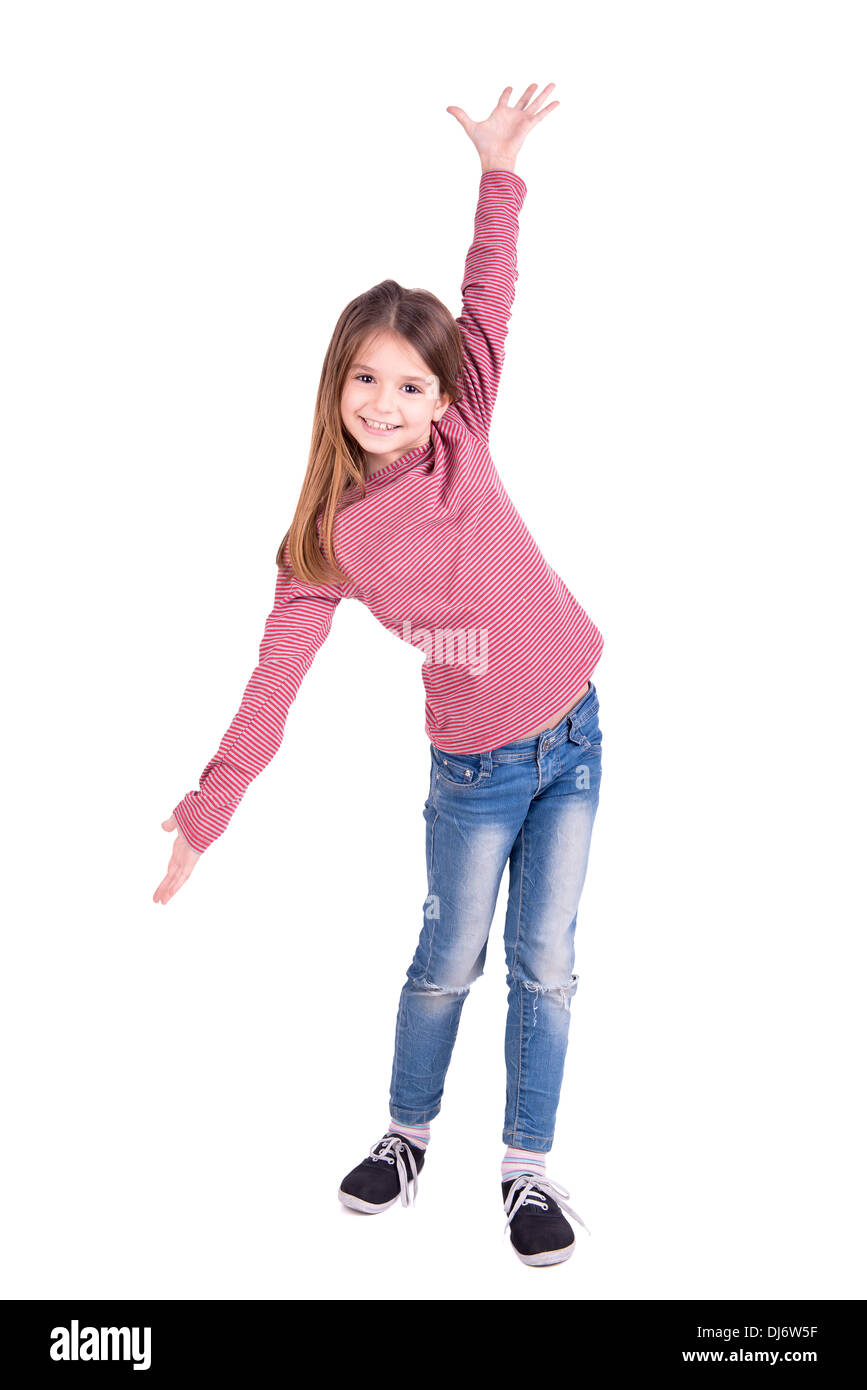 Young girl posing isolated in white Stock Photo - Alamy