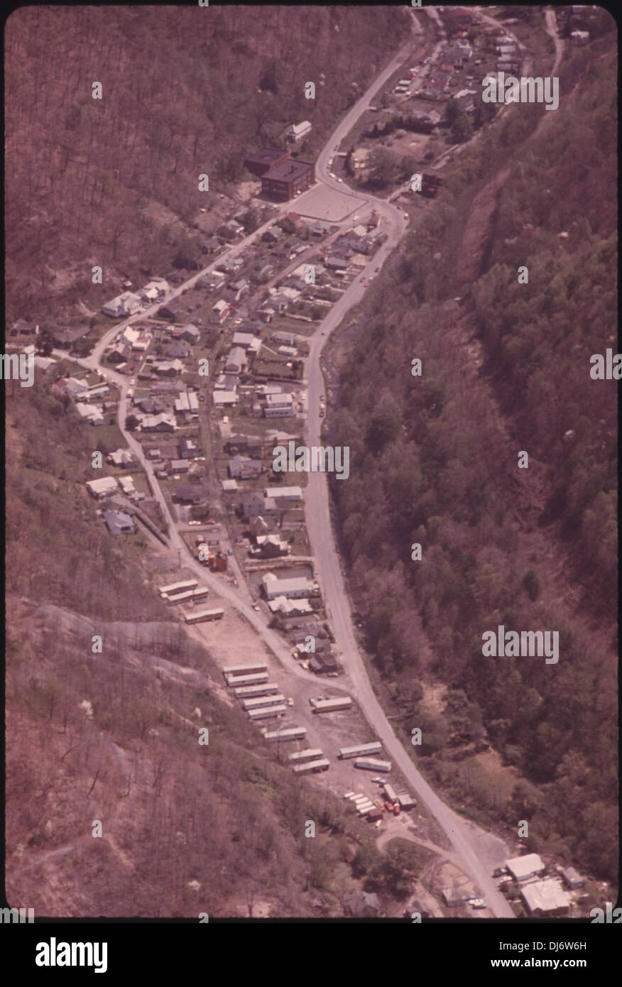 AERIAL VIEW OF CHATTAROY, WEST VIRGINIA, NEAR WILLIAMSON SHOWING THE