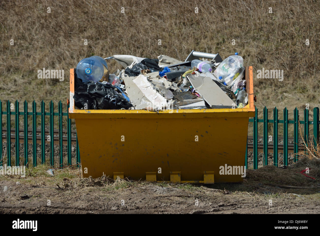 Skip full of assorted rubbish. Lowgill, Cumbria, England, United Kingdom, Europe. Stock Photo